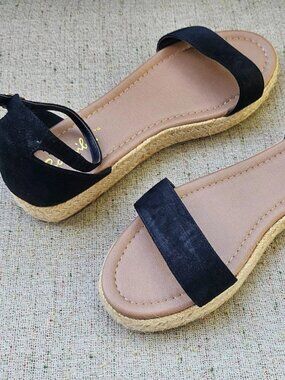 Bonnibel Women Sandals Shoes Espadrilles Black Man Made Material Size 7M